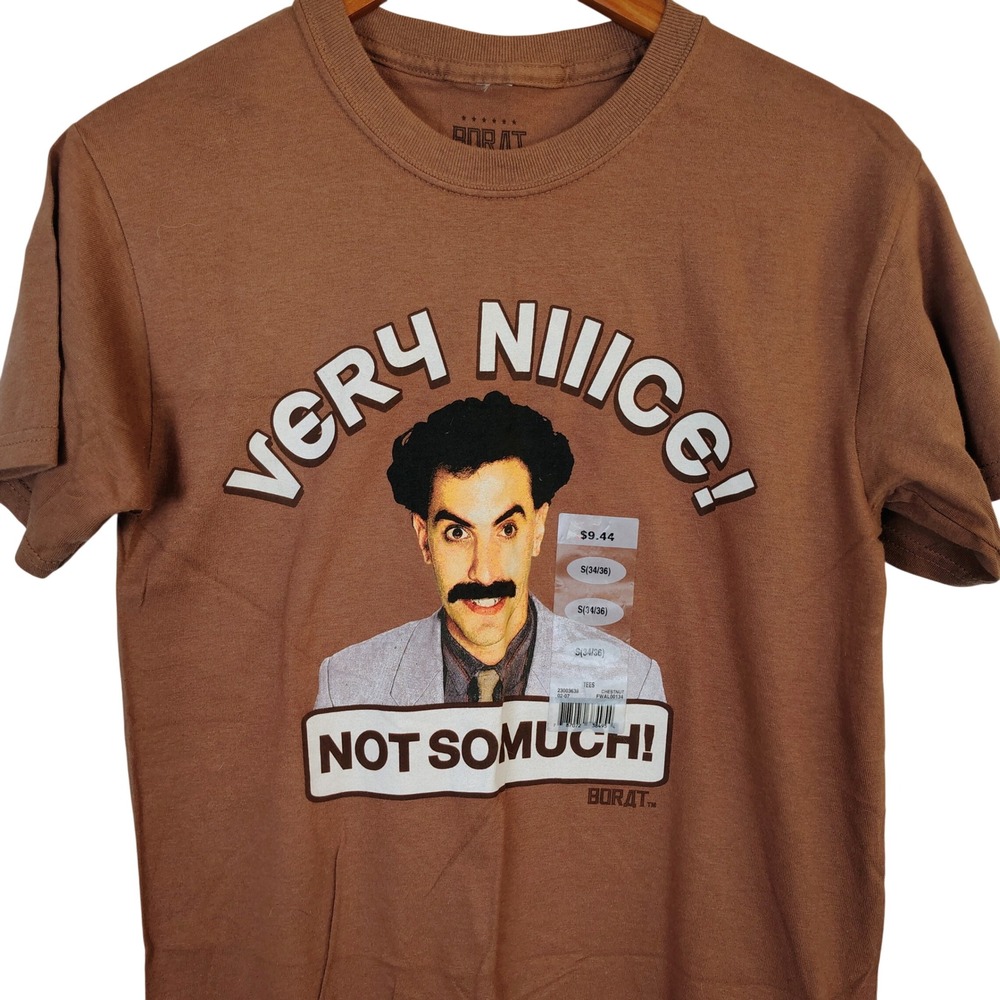Borat Very Nice Not So Much Graphic Tee Brown Mens Small‎ 2007 Movie Promo Shirt